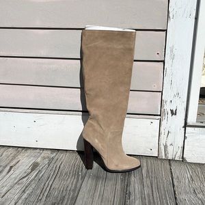 Knee high suede boot.